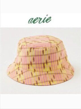 AERIE Abstract Pink & Yellow Bucket Hat - NWT $25 MSRP